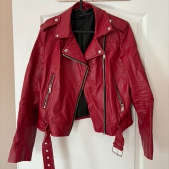 Red faux leather jacket - Picture 3 of 4